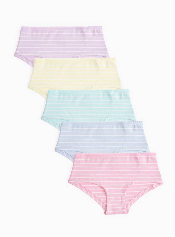 Pastel Stripe Print Short Style Knickers 5 Pack 8-9 years